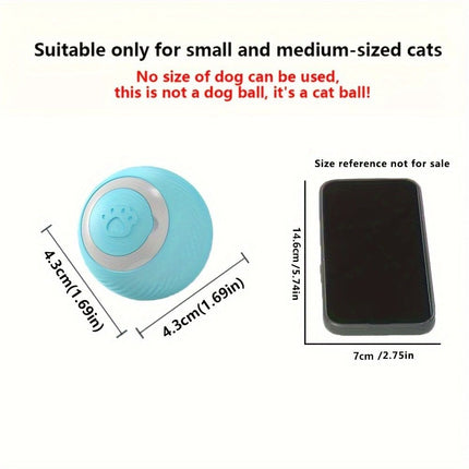 Interactive Rolling Cat Toy Ball with Automatic Movement, Bounce & Spin, USB Rechargeable for Indoor Play, Stimulates Hunting Instincts (Blue)