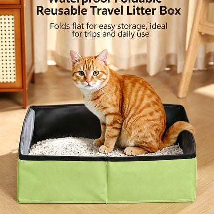 Portable Foldable Cat Litter Box for Travel,small blue