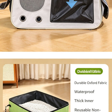 Portable Foldable Cat Litter Box for Travel,large grey
