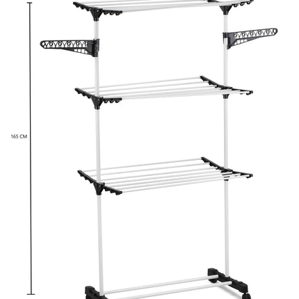 CARLA HOME Folding 3 Tier Clothes Laundry Drying Rack with Stainless Steel Tubes for Indoor & Outdoor Home