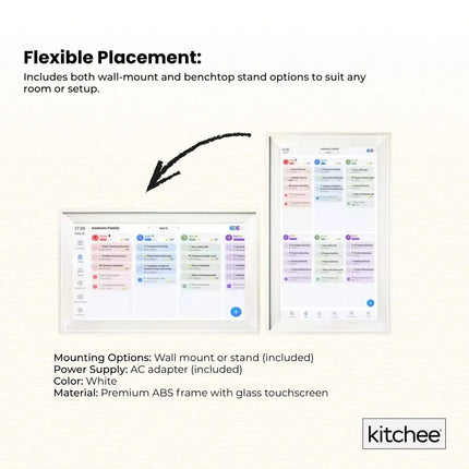 Kitchee 15.6" Digital Calendar Smart Family Planner - 39.6cm Touchscreen White