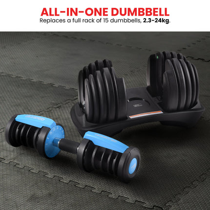Powertrain 24KG Adjustable Home Gym Dumbbell - Blue