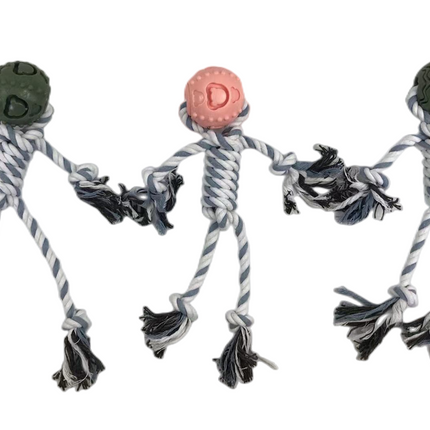 YES4PETS 3 x Pet Puppy Dog Toy Play Toy Rubber Ball Knotted Rope Toy
