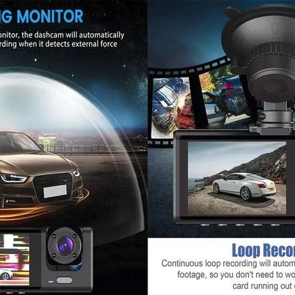 BDI C309 3-Camera 1080P Front & 720P Inside 2 Inch Screen + 480P Back Dash Cam