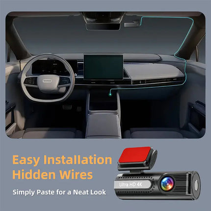 4K WiFi Car Dash Cam Dual Lens Wide Angle IPS Screen Night Vision Recording with 32GB Card