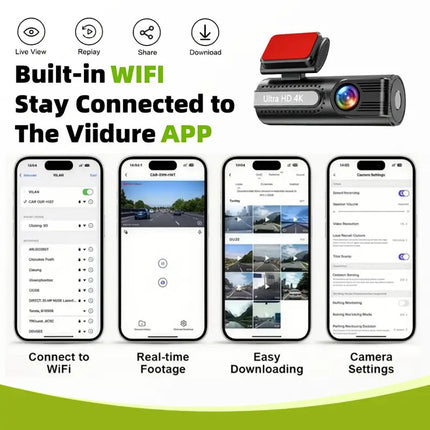 4K WiFi Car Dash Cam Dual Lens Wide Angle IPS Screen Night Vision Recording with 32GB Card