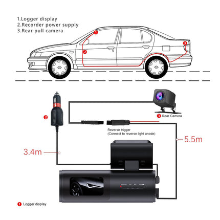 4K WiFi Car Dash Cam Dual Lens Wide Angle IPS Screen Night Vision Recording with 32GB Card