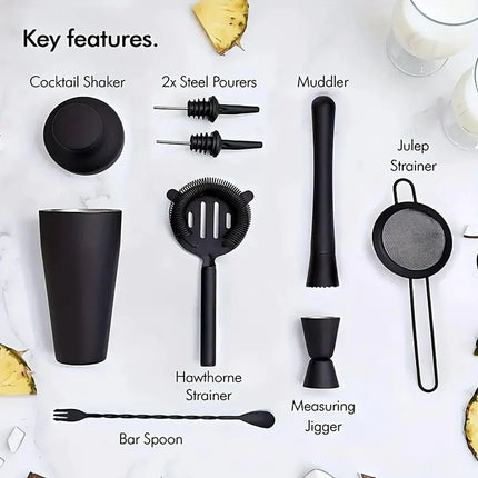 8PCS/700ML Stainless Steel Cocktail Shaker Bartender Tools Set Bar Supplies