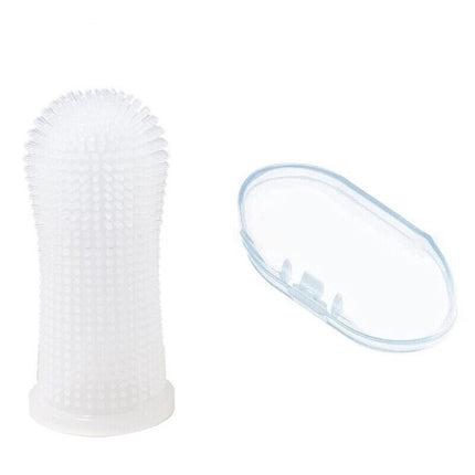 Dog Cat Super Soft Pet Finger Toothbrush Teeth Silicone Brush Care Cleaning - Yellow