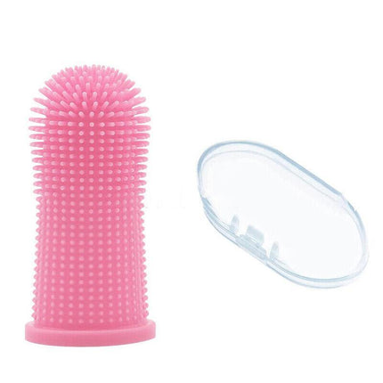 Dog Cat Super Soft Pet Finger Toothbrush Teeth Silicone Brush Care Cleaning - Blue