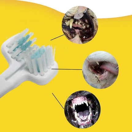 Double Head Toothbrush Dog Pet Cat Brush Dental Health Gum Care Cleaning Teeth