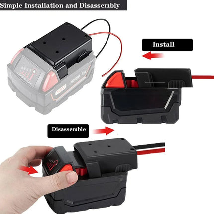 Diy For Milwaukee M18 Xc 18V Diy Project Battery Adapter/Base Power 2 Wirings - Black