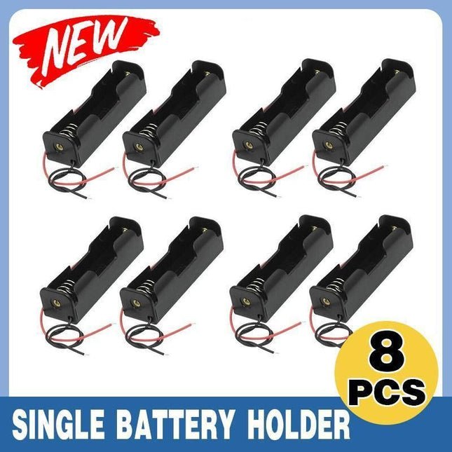 8 Pack 18650 Single Battery Holder Case Rechargeable 18650 Wire Lead Lithium