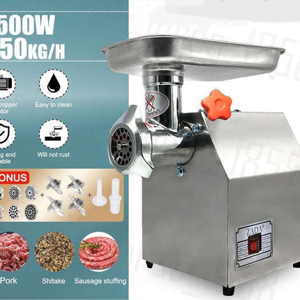 1.63HP Commercial Meat Mincer- Electric Grinder & Sausage Maker Filler 1200W
