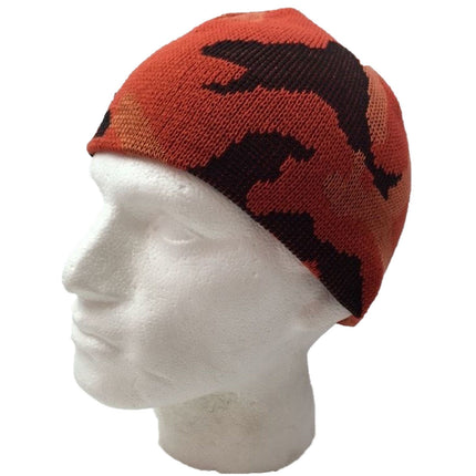 Camo Beanie Hat Winter Ski Army Military Hunting Warm - Orange Camouflage - One Size