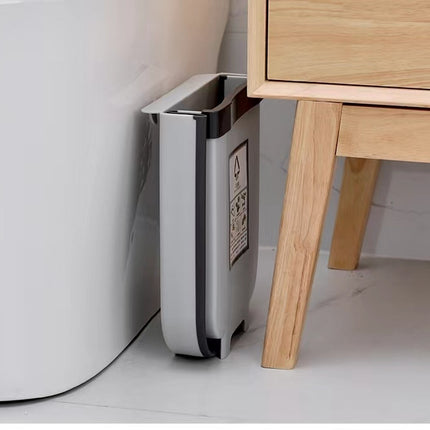 2x 9L Kitchen Wall Mounted Foldable Waste Bin Hanging Trash Can - Brown