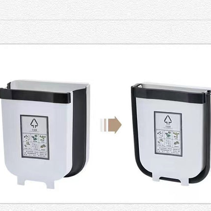 2x 9L Kitchen Wall Mounted Foldable Waste Bin Hanging Trash Can - Brown