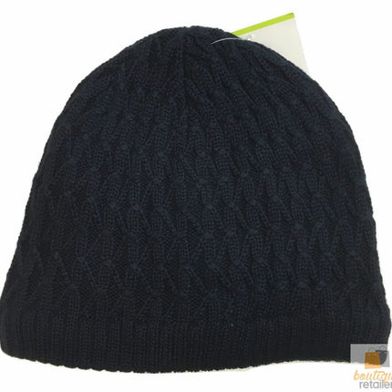 Wool Insulated Patterned Beanie Ski Thermal Insulation Hat Knit Wool - Navy