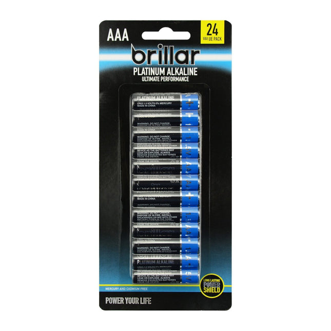 Brillar AAA Platinum Alkaline Batteries - Pack of 24