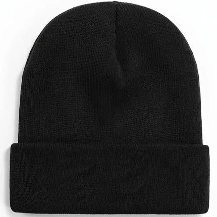 PLAIN BEANIE Unisex Mens Womens Winter Warm Hat Ski Cap Knit One Size - Black