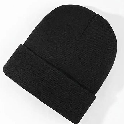 PLAIN BEANIE Unisex Mens Womens Winter Warm Hat Ski Cap Knit One Size - Black