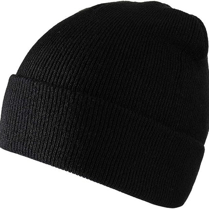 PLAIN BEANIE Unisex Mens Womens Winter Warm Hat Ski Cap Knit One Size - Black
