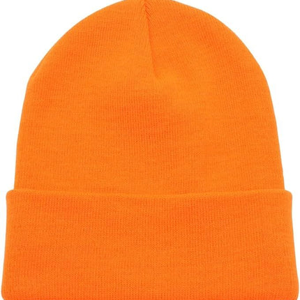 PLAIN BEANIE Unisex Mens Womens Winter Warm Hat Ski Cap Knit One Size - Fluro Orange