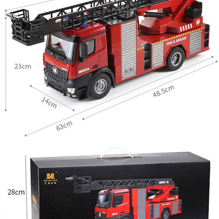 Huina 1:14 RC Fire Truck Extensible Ladder Toy Car Water Gun Construction Light Sound Gift
