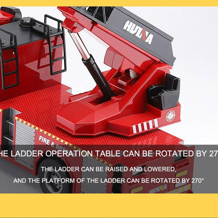 Huina 1:14 RC Fire Truck Extensible Ladder Toy Car Water Gun Construction Light Sound Gift