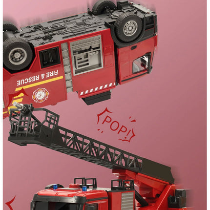 Huina 1:14 RC Fire Truck Extensible Ladder Toy Car Water Gun Construction Light Sound Gift