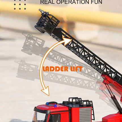 Huina 1:14 RC Fire Truck Extensible Ladder Toy Car Water Gun Construction Light Sound Gift