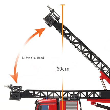 Huina 1:14 RC Fire Truck Extensible Ladder Toy Car Water Gun Construction Light Sound Gift