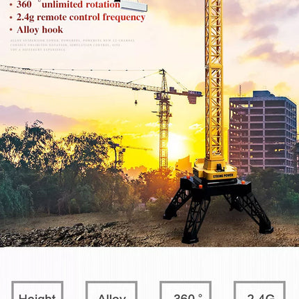 HUINA 1/14 12CH RC Alloy Tower Crane Engineering Construction Vehicle Toy Kids Car