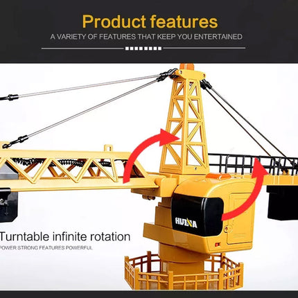 HUINA 1/14 12CH RC Alloy Tower Crane Engineering Construction Vehicle Toy Kids Car