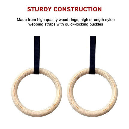235mm Wooden Gymnastic Rings – Olympic Gym Strength Training & Fitness