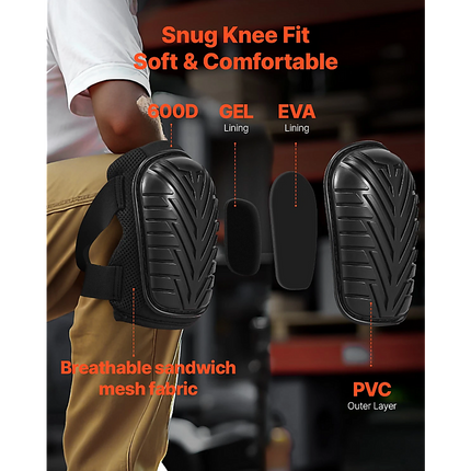 Heavy Duty Work Knee Pads – Construction Safety Pads with Soft Foam & Gel Cushion for All-Day Comfort