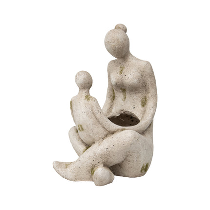 Arty Mother & Child Planter W Hole & Plug 25x44cm