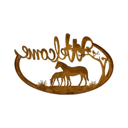 Laser Cut Welcome w Horses Wall Art 60cm