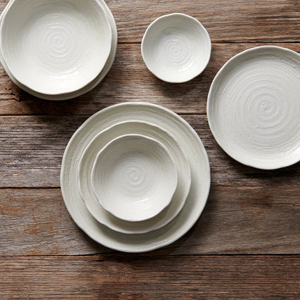 Dinner Plate 24.5cm White Spiral Glaze