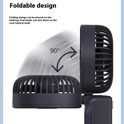 White Portable Handheld Fan with 2000mAh Battery - 3-in-1 Design for Desk, Handheld, and Hanging Use (Model Q3)