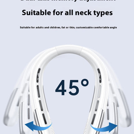 Digital Display Neck Fan - Rechargeable Portable Wearable Fan with Adjustable Speed- Blue 1200mAh