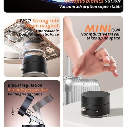 Black Magnetic Phone Mount for Cars and Home, 360° Rotating Magnetic Stand with PC Mirror Sticker