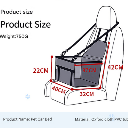 Pink footprints Portable Pet Car Seat for Dogs and Cats - Adjustable Car Seat Cover, Pet Travel Car Carrier with Safety Belt