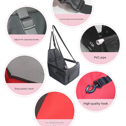 Pink bone print Portable Pet Car Seat for Dogs and Cats - Adjustable Car Seat Cover, Pet Travel Car Carrier with Safety Belt