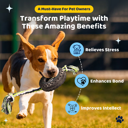 Red Interactive Tire Rope Dog Toy - Heavy Duty Chew Toy for Dental Health & Play