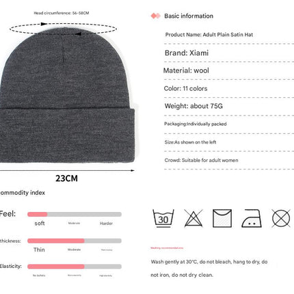 Premium Warm Beanie with Silk Satin Lining(Rose red)