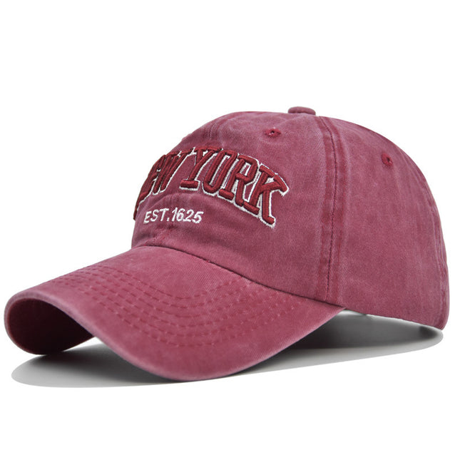 Vintage New York Est. 1625" Washed Cotton Baseball Cap - Adjustable & Unisex(Wine red)"