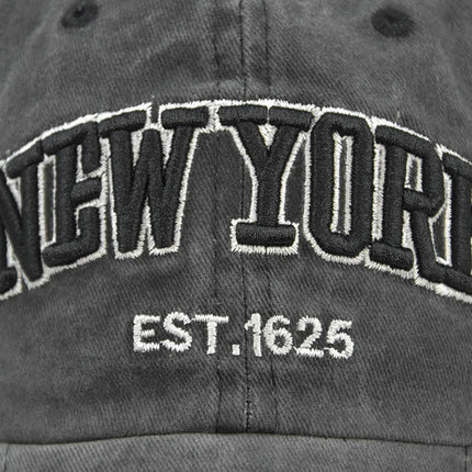 Vintage New York Est. 1625" Washed Cotton Baseball Cap - Adjustable & Unisex(Gray)"