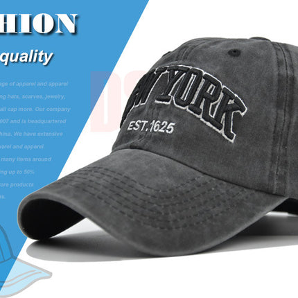 Vintage New York Est. 1625" Washed Cotton Baseball Cap - Adjustable & Unisex(Coffee)"