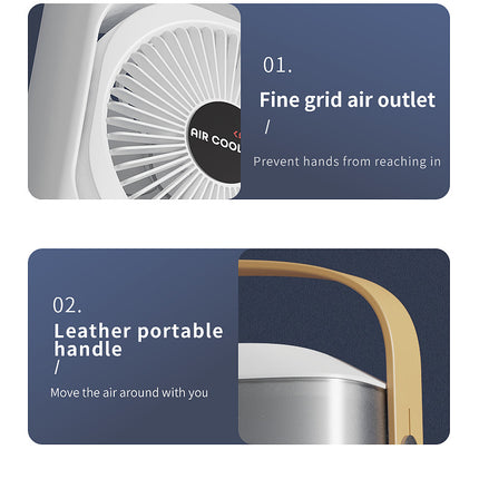 Black 3-in-1 Portable Air Cooler Fan - Desktop Humidifier & LED Light, Nano Mist